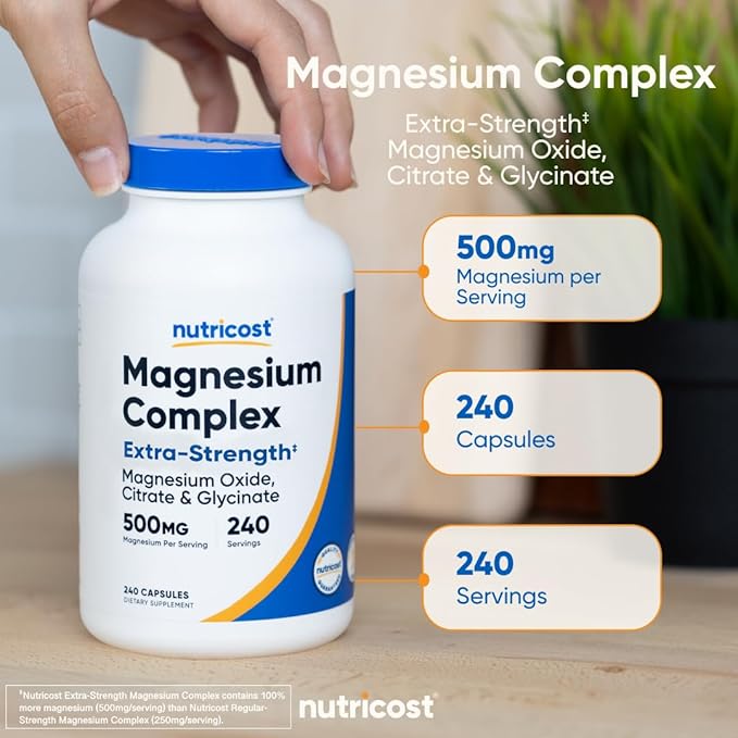 Nutricost Magnesium Complex 500mg, 240 Capsules - Image 6