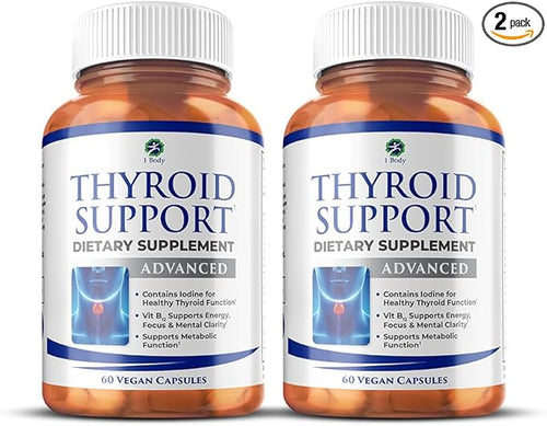 1 Body Thyroid Support Supplement, 60-Day Supply, 2 Pack by 1Body