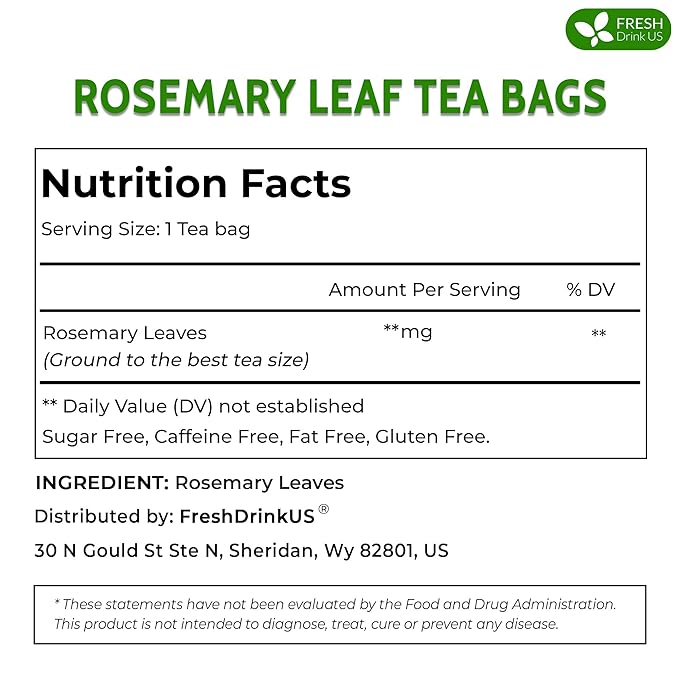 FreshDrinkUS, 20 Rosemary Leaf Tea Bags, 100% Natural and Pure Rosemary Dried - Image 2