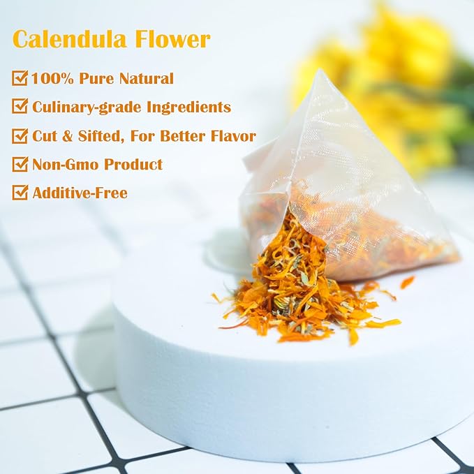 TEARELAE - Premium Calendula Flowers Tea Bags - 1.5g x 40 Count - Natural - Image 4
