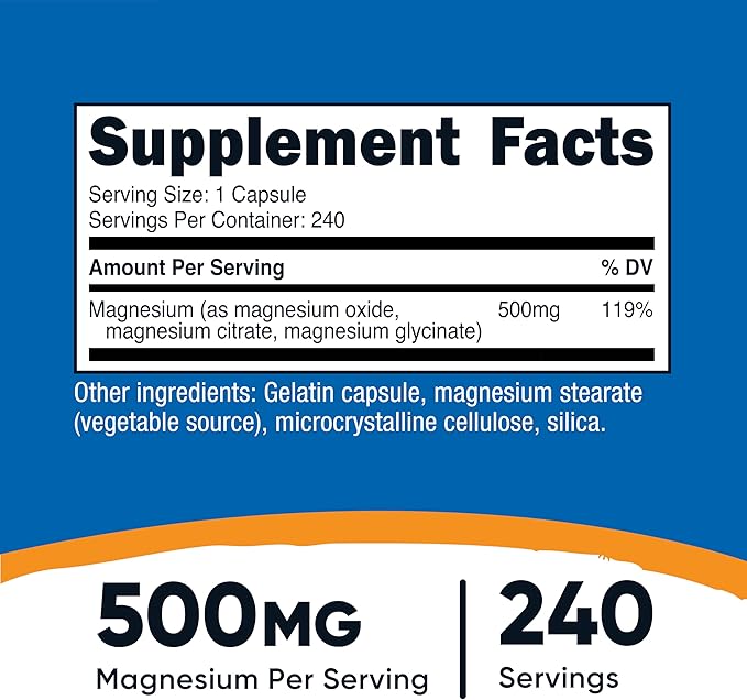 Nutricost Magnesium Complex 500mg, 240 Capsules - Image 2