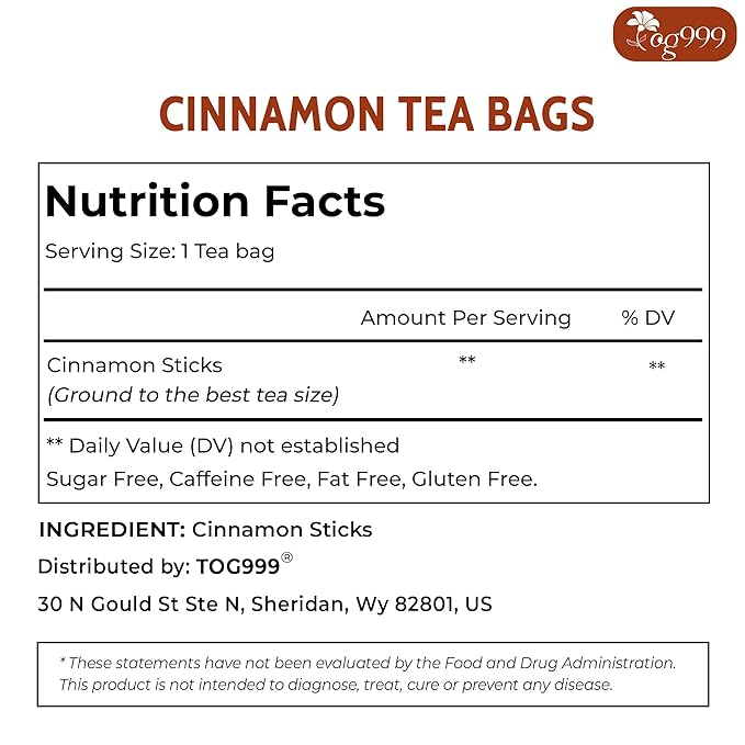 TOG999 Cinnamon Tea, 35 Tea Bags, Pure Ceylon Cinnamon, Natural & Vegan - Image 2