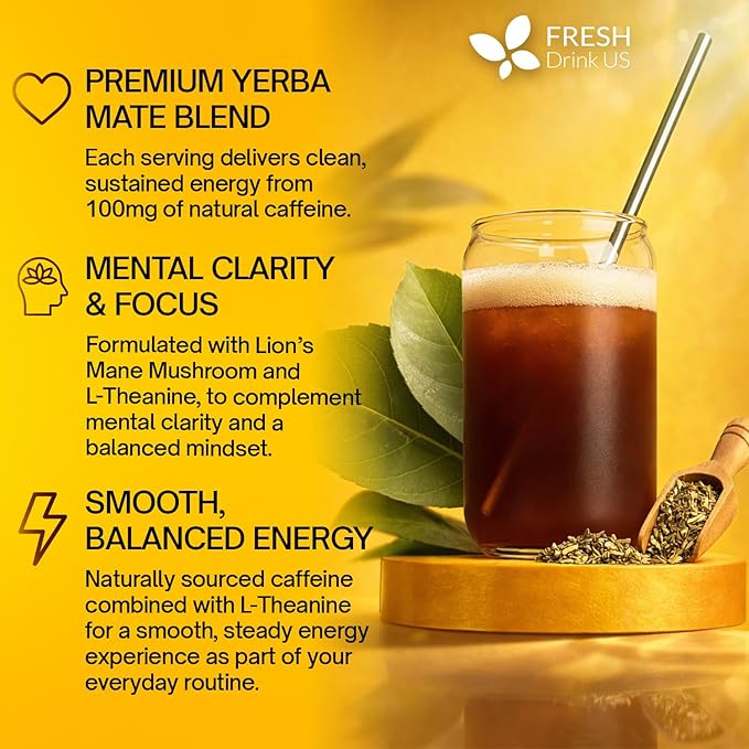 FreshDrinkUS, Premium 6.35oz Yerba Mate Super Blend Powder – Plant-Based - Image 3
