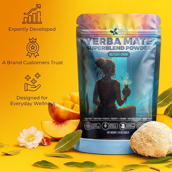 FreshDrinkUS, Premium 11.6oz Yerba Mate Super Blend Powder – Plant-Based - Image 9