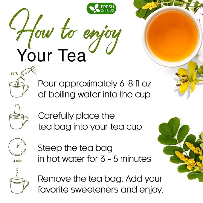 FreshDrinkUS, Premium 55 Senna Leaf Tea Bags, 100% Natural & Pure from Senna - Image 9