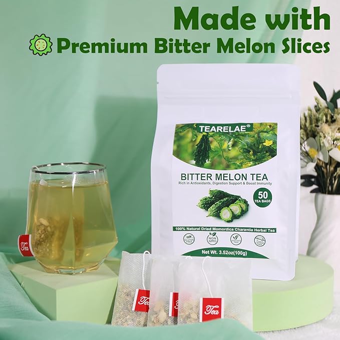 TEARELAE - Bitter Melon Tea Bags - 2g x 50 Count - 100% Pure Natural Cut & - Image 3