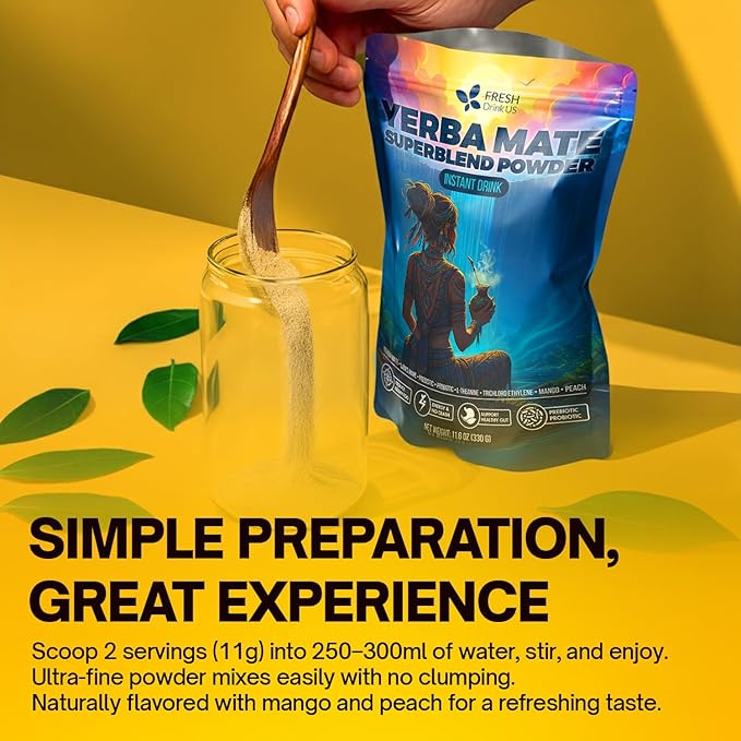 FreshDrinkUS, Premium 11.6oz Yerba Mate Super Blend Powder – Plant-Based - Image 6