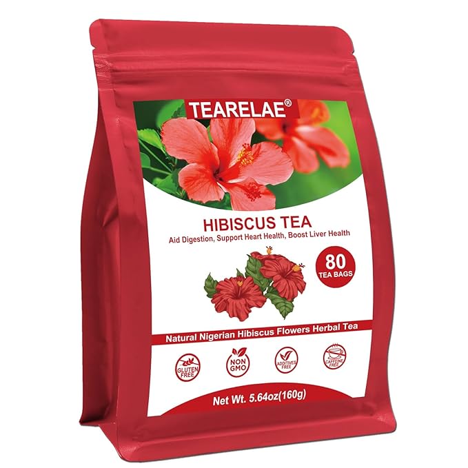 TEARELAE - Hibiscus Tea Bags - 2g x 80 Count - 100% Pure Hibiscus Flowers - by TEARELAE