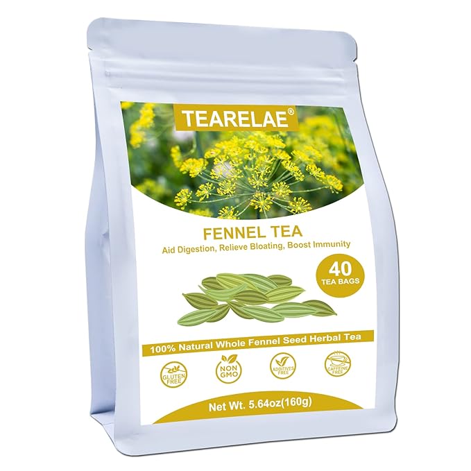 TEARELAE - Fennel Tea - 4g x 40 Count - Whole Fennel Seeds Herbal Tea Bags - by TEARELAE