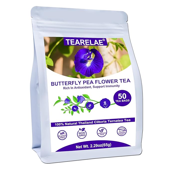 TEARELAE - Butterfly Pea Flower Tea - 50 Count Butterfly Pea Flower Tea Bags - by TEARELAE