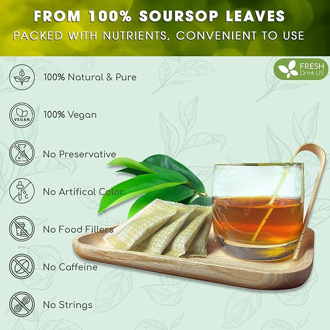 FreshDrinkUS, 105 Premium Soursop Graviola Leaf Tea Bags, The Finest Soursop Tea - Image 5