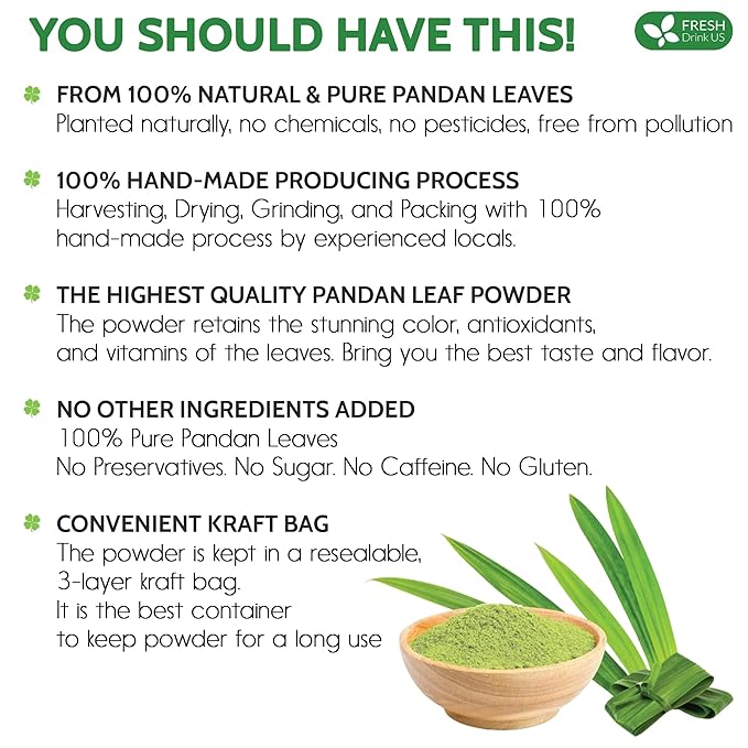 FreshDrinkUS, Premium 1.3oz Pandan Leaf Powder, 100% Natural and Pure from - Image 3