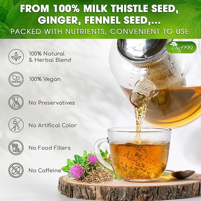 TOG999, Premium Stomach & Liver Herbal Tea – 60 Tea Bags – Milk Thistle Seed - Image 3