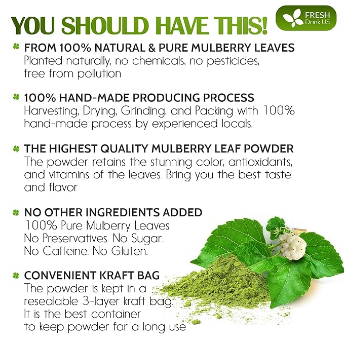 FreshDrinkUS, Premium 8oz Mulberry Leaf Powder, 100% Natural and Pure from - Image 3