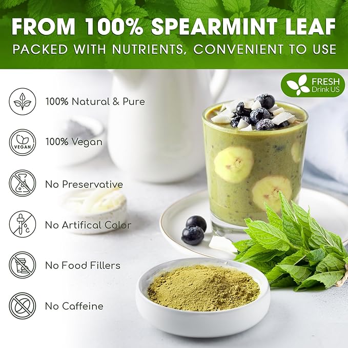 FreshDrinkUS, Premium Spearmint Leaf Powder 8oz – Pure Natural Mint Powder - Image 4