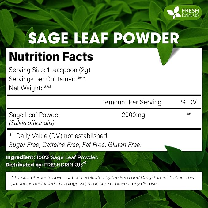 FreshDrinkUS, Sage Leaf Powder 16oz – Premium Culinary Herb, Pure Ground Sage - Image 2