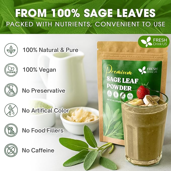 FreshDrinkUS, Sage Leaf Powder 16oz – Premium Culinary Herb, Pure Ground Sage - Image 4