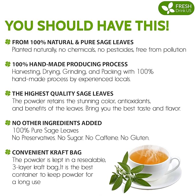 FreshDrinkUS, Sage Leaf Powder 16oz – Premium Culinary Herb, Pure Ground Sage - Image 3