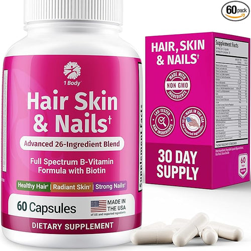 1 Body Hair Skin and Nails Vitamins by 1Body