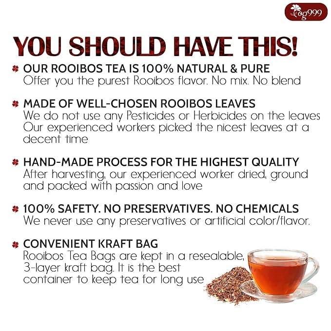 TOG999, 135 Premium Red Rooibos Tea Bags, 100% Natural & Pure from Rooibos Tea - Image 3