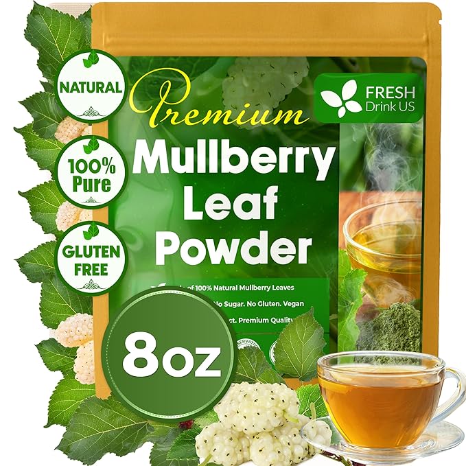 FreshDrinkUS, Premium 8oz Mulberry Leaf Powder, 100% Natural and Pure from by NaturalandPremiumHerbalTea