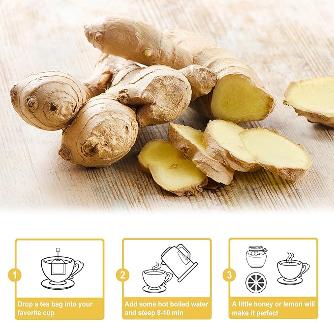 TEARELAE - Ginger Tea Bags, Soothing & Spicy - Non-GMO - Caffeine-free - Aid - Image 5