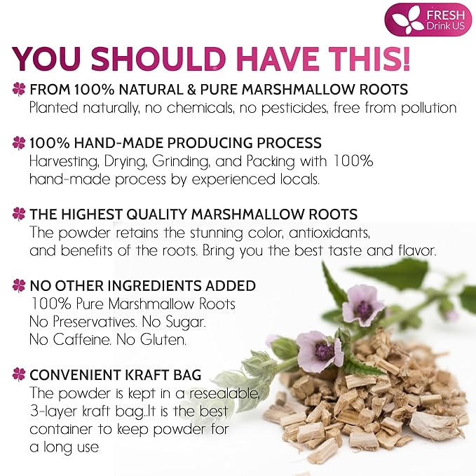 FreshDrinkUS, Premium 16oz Marshmallow Root Powder. Finely Ground – Premium - Image 3