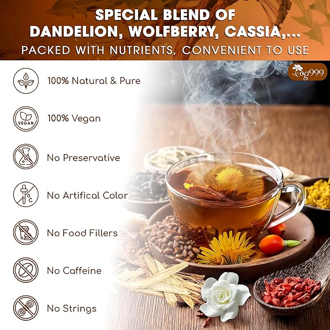 TOG999, Organic Dandelion Wolfberry Tea, 9 Herbal Ingredients, Traditional - Image 4