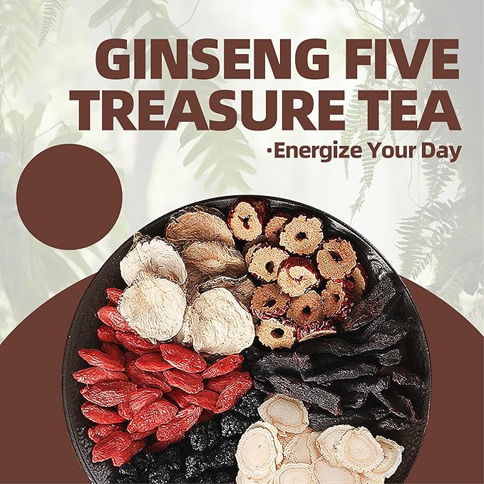 Kidney Tea Formula Ginseng Five Treasures Tea, Chinese Traditional Natural - Image 3