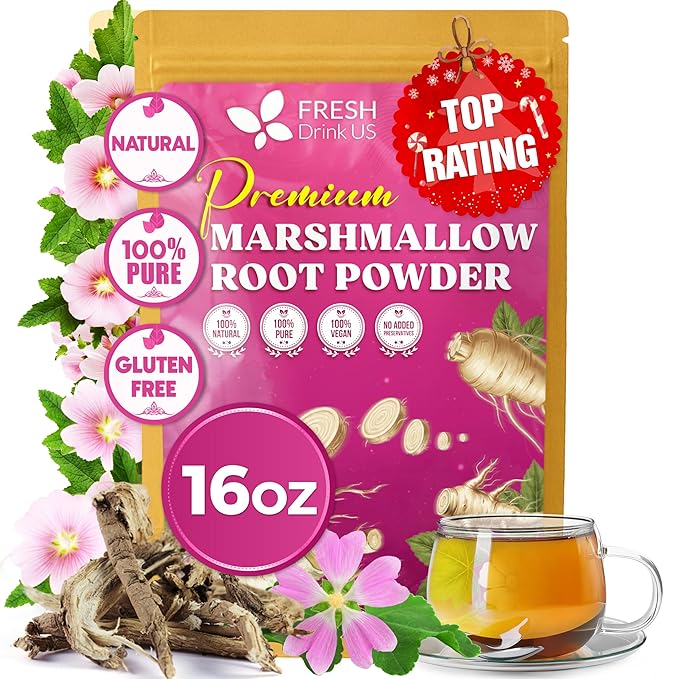 FreshDrinkUS, Premium 16oz Marshmallow Root Powder. Finely Ground – Premium by NaturalandPremiumHerbalTea