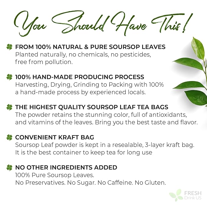 4.5oz Premium Soursop Leaf Powder – 100% Pure & Natural | Graviola Leaves - Image 3