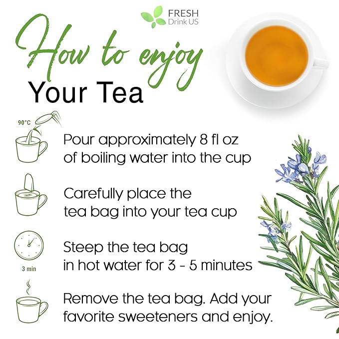 FreshDrinkUS, 20 Rosemary Leaf Tea Bags, 100% Natural and Pure Rosemary Dried - Image 9