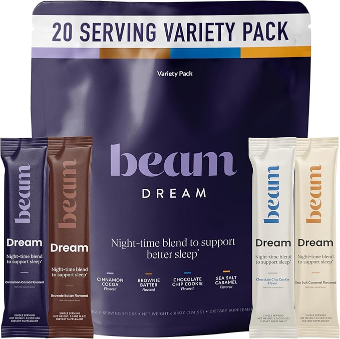Beam Dream Sleep Powder Variety Pack, L-Theanine, Reishi & Magnesium, Third by Beam