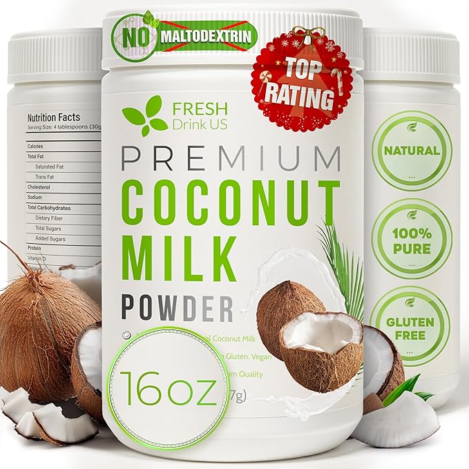 FreshDrinkUS, Coconut Milk Powder 16oz – Creamy & Rich Coconut Flavor – Great by NaturalandPremiumHerbalTea