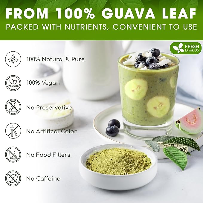 Premium 1.1oz Guava Leaf Pure Powder | Supports Stronger Digestion, Blood Sugar - Image 3