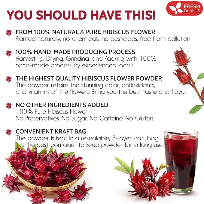 FreshDrinkUS, Premium 28oz Hibiscus Flower Powder, 100% Natural and Pure from - Image 3