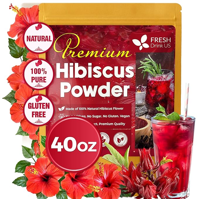 FreshDrinkUS, Premium 40oz Hibiscus Flower Powder, 100% Natural and Pure from by NaturalandPremiumHerbalTea